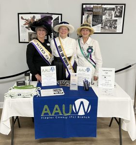 Kathy Reichard-Ellavsky as Alice Scott Abbott and Gail Palmer and Theresa Owen as 1900’s Suffragists